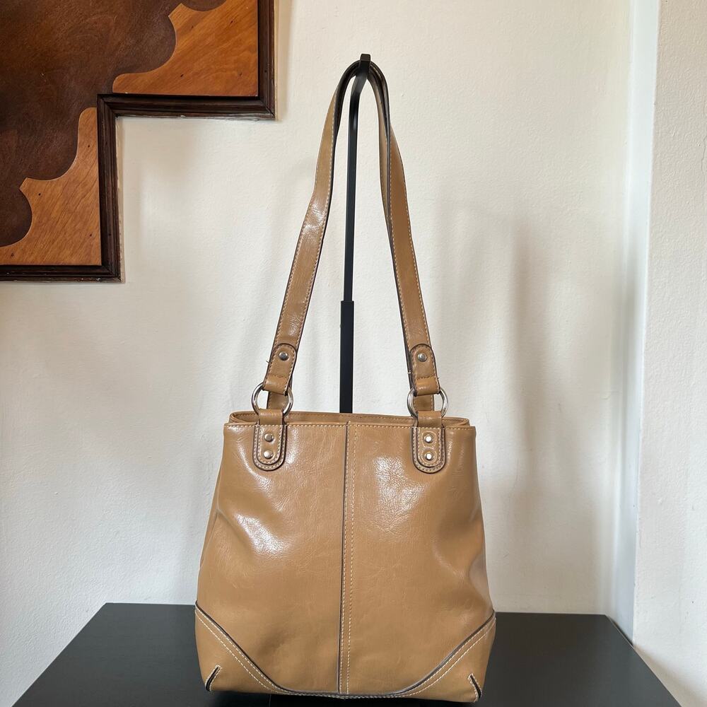 Tan Y2K Long Strap Shoulder Bag with Wallet Accessory Designer Inspired